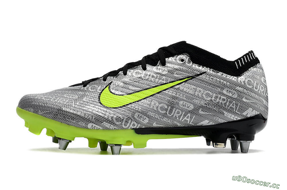 Men's Nike Air Zoom Mercurial Vapor 15 Elite SG Soft Ground Low-Tops Football Boots - Silver/Green/Black 0