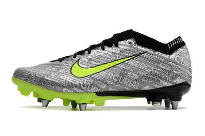 Men's Nike Air Zoom Mercurial Vapor 15 Elite SG Soft Ground Low-Tops Football Boots - Silver/Green/Black