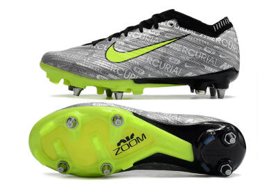 Men's Nike Air Zoom Mercurial Vapor 15 Elite SG Soft Ground Low-Tops Football Boots - Silver/Green/Black