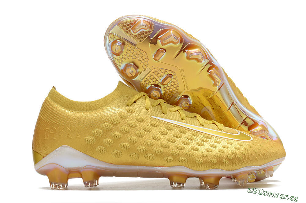 Men's Nike Phantom Ultra Venom FG Firm Ground Low-Tops Football Boots - Gold/White 2