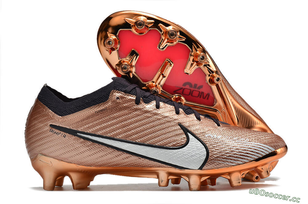 Men's Nike Air Zoom Mercurial Vapor 15 Elite AG Artificial Grass Low-Tops Football Boots - Gold/White/Black 2