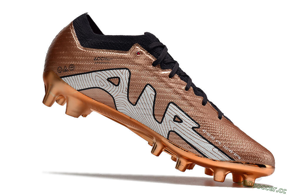 Men's Nike Air Zoom Mercurial Vapor 15 Elite AG Artificial Grass Low-Tops Football Boots - Gold/White/Black 4