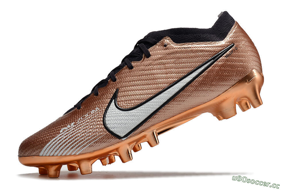 Men's Nike Air Zoom Mercurial Vapor 15 Elite AG Artificial Grass Low-Tops Football Boots - Gold/White/Black 5