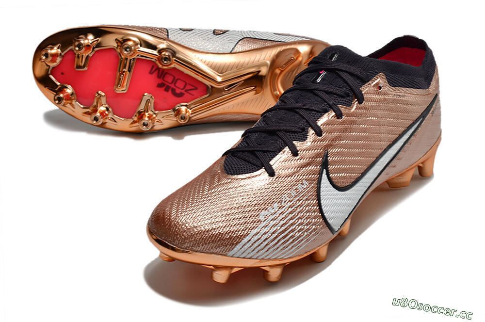 Men's Nike Air Zoom Mercurial Vapor 15 Elite AG Artificial Grass Low-Tops Football Boots - Gold/White/Black 3