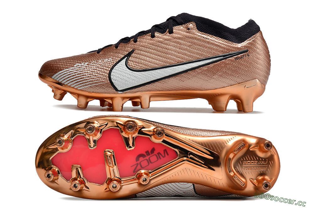 Men's Nike Air Zoom Mercurial Vapor 15 Elite AG Artificial Grass Low-Tops Football Boots - Gold/White/Black 1
