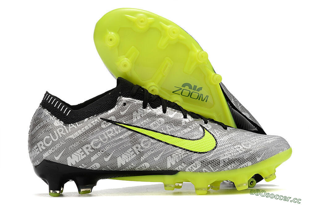 Men's Nike Air Zoom Mercurial Vapor 15 Elite AG Artificial Grass Low-Tops Football Boots - Silver/Green/Black 2