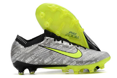Men's Nike Air Zoom Mercurial Vapor 15 Elite AG Artificial Grass Low-Tops Football Boots - Silver/Green/Black