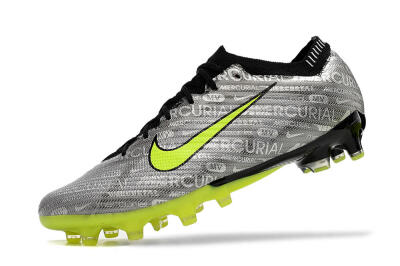 Men's Nike Air Zoom Mercurial Vapor 15 Elite AG Artificial Grass Low-Tops Football Boots - Silver/Green/Black