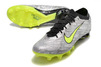 Men's Nike Air Zoom Mercurial Vapor 15 Elite AG Artificial Grass Low-Tops Football Boots - Silver/Green/Black