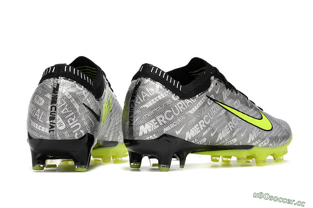 Men's Nike Air Zoom Mercurial Vapor 15 Elite AG Artificial Grass Low-Tops Football Boots - Silver/Green/Black 6