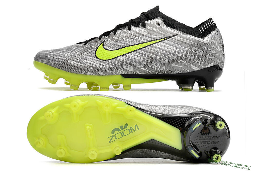 Men's Nike Air Zoom Mercurial Vapor 15 Elite AG Artificial Grass Low-Tops Football Boots - Silver/Green/Black 1