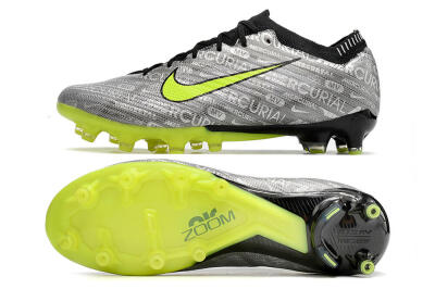 Men's Nike Air Zoom Mercurial Vapor 15 Elite AG Artificial Grass Low-Tops Football Boots - Silver/Green/Black