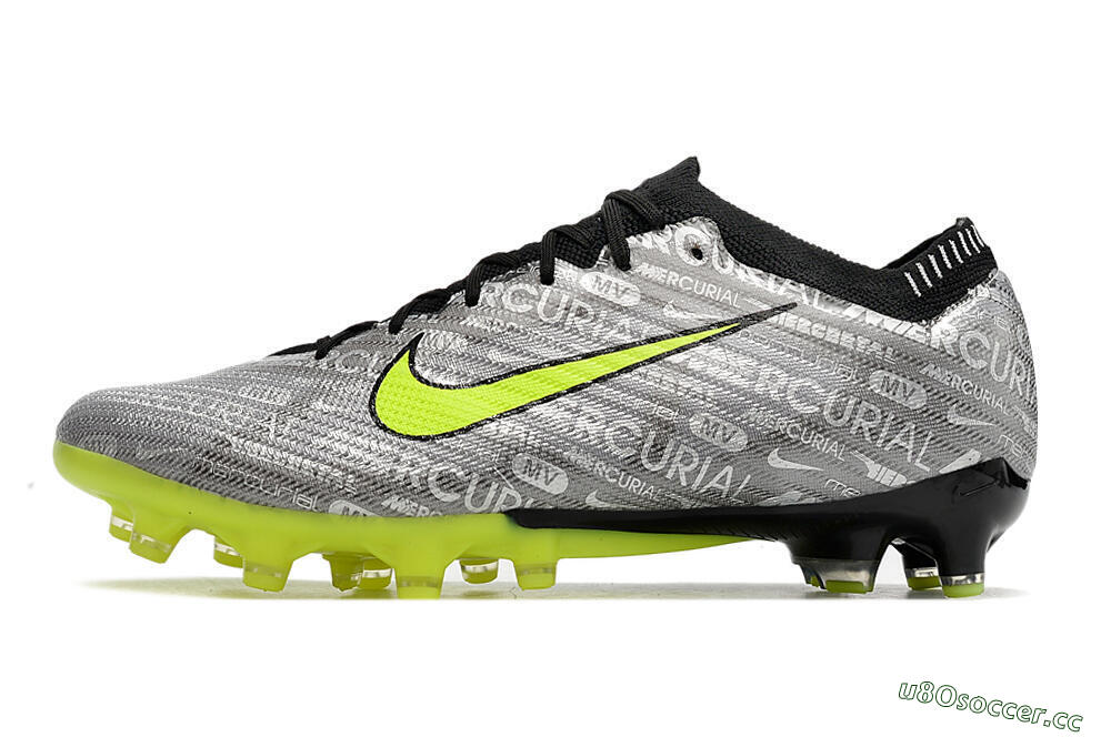 Men's Nike Air Zoom Mercurial Vapor 15 Elite AG Artificial Grass Low-Tops Football Boots - Silver/Green/Black 0