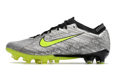 Men's Nike Air Zoom Mercurial Vapor 15 Elite AG Artificial Grass Low-Tops Football Boots - Silver/Green/Black