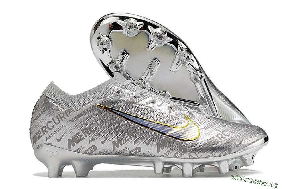 Men's Nike Air Zoom Mercurial Vapor 15 Elite AG Artificial Grass Low-Tops Football Boots - Silver/Gold 2
