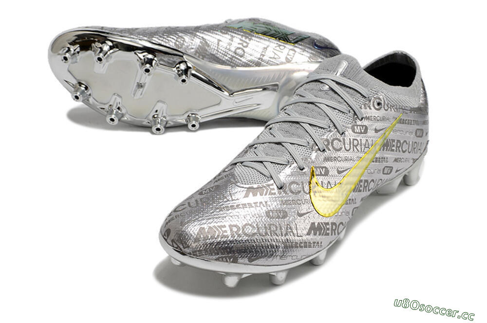 Men's Nike Air Zoom Mercurial Vapor 15 Elite AG Artificial Grass Low-Tops Football Boots - Silver/Gold 3