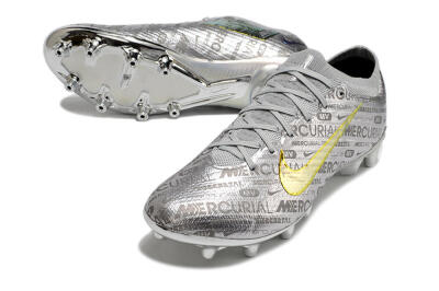 Men's Nike Air Zoom Mercurial Vapor 15 Elite AG Artificial Grass Low-Tops Football Boots - Silver/Gold