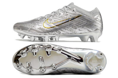 Men's Nike Air Zoom Mercurial Vapor 15 Elite AG Artificial Grass Low-Tops Football Boots - Silver/Gold