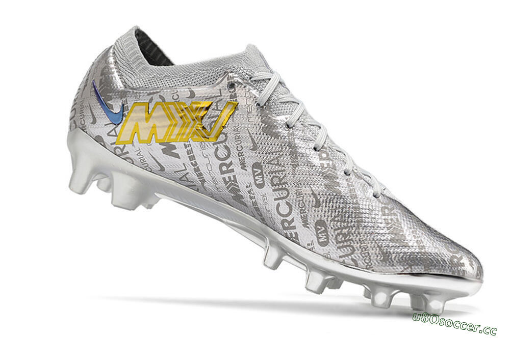 Men's Nike Air Zoom Mercurial Vapor 15 Elite AG Artificial Grass Low-Tops Football Boots - Silver/Gold 5