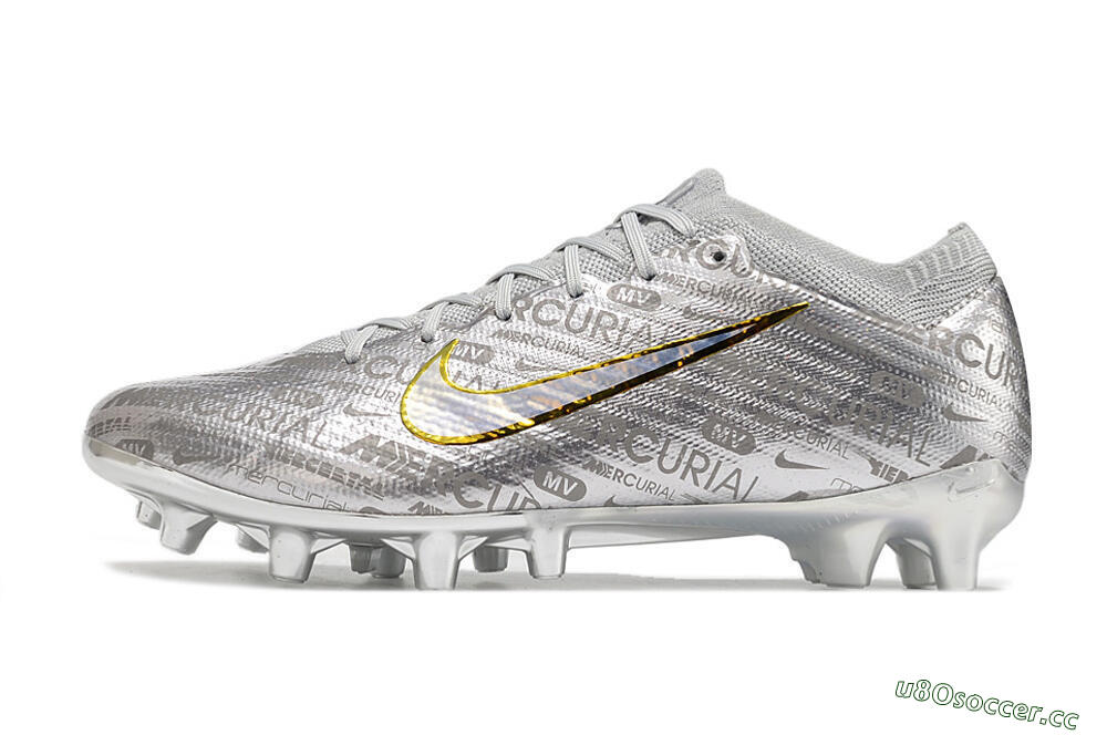 Men's Nike Air Zoom Mercurial Vapor 15 Elite AG Artificial Grass Low-Tops Football Boots - Silver/Gold 0