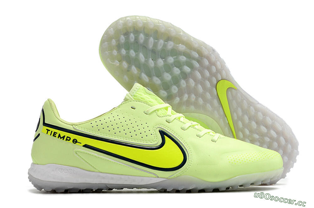 Men's Nike React Tiempo Legend 9 Pro TF Artificial Turf Low-Tops Football Shoes - Green/Black 2