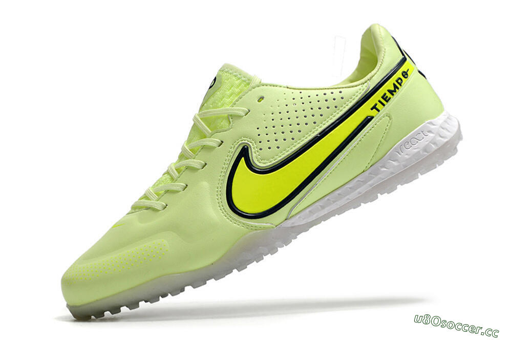 Men's Nike React Tiempo Legend 9 Pro TF Artificial Turf Low-Tops Football Shoes - Green/Black 5