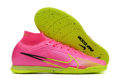 Men's Nike Air Zoom Mercurial Superfly 9 Elite IC Indoor & Futsal High-Tops Football Shoes - Pink/Green/Black