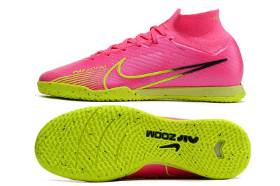 Men's Nike Air Zoom Mercurial Superfly 9 Elite IC Indoor & Futsal High-Tops Football Shoes - Pink/Green/Black