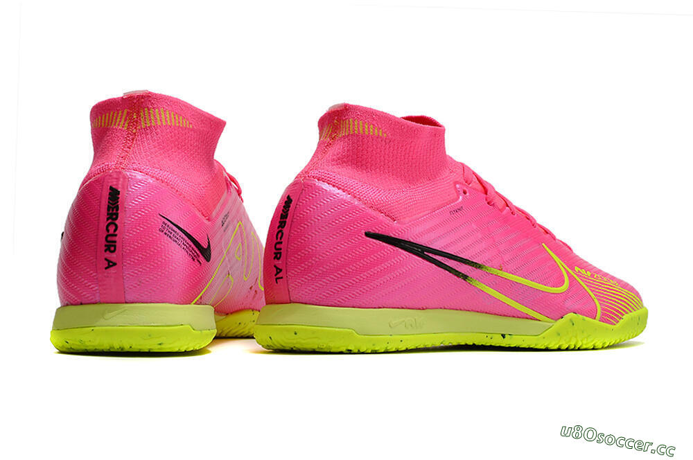 Men's Nike Air Zoom Mercurial Superfly 9 Elite IC Indoor & Futsal High-Tops Football Shoes - Pink/Green/Black 6