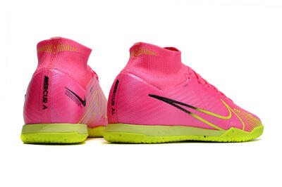 Men's Nike Air Zoom Mercurial Superfly 9 Elite IC Indoor & Futsal High-Tops Football Shoes - Pink/Green/Black