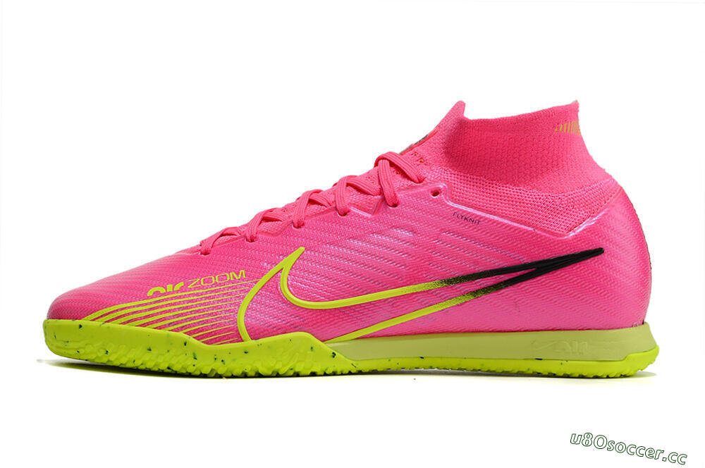Men's Nike Air Zoom Mercurial Superfly 9 Elite IC Indoor & Futsal High-Tops Football Shoes - Pink/Green/Black 0