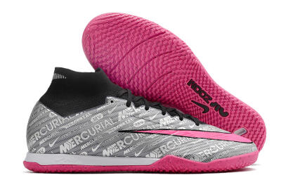 Men's Nike Air Zoom Mercurial Superfly 9 Elite IC Indoor & Futsal High-Tops Football Shoes - Silver/Black/Pink