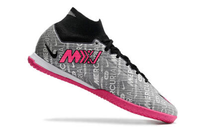 Men's Nike Air Zoom Mercurial Superfly 9 Elite IC Indoor & Futsal High-Tops Football Shoes - Silver/Black/Pink