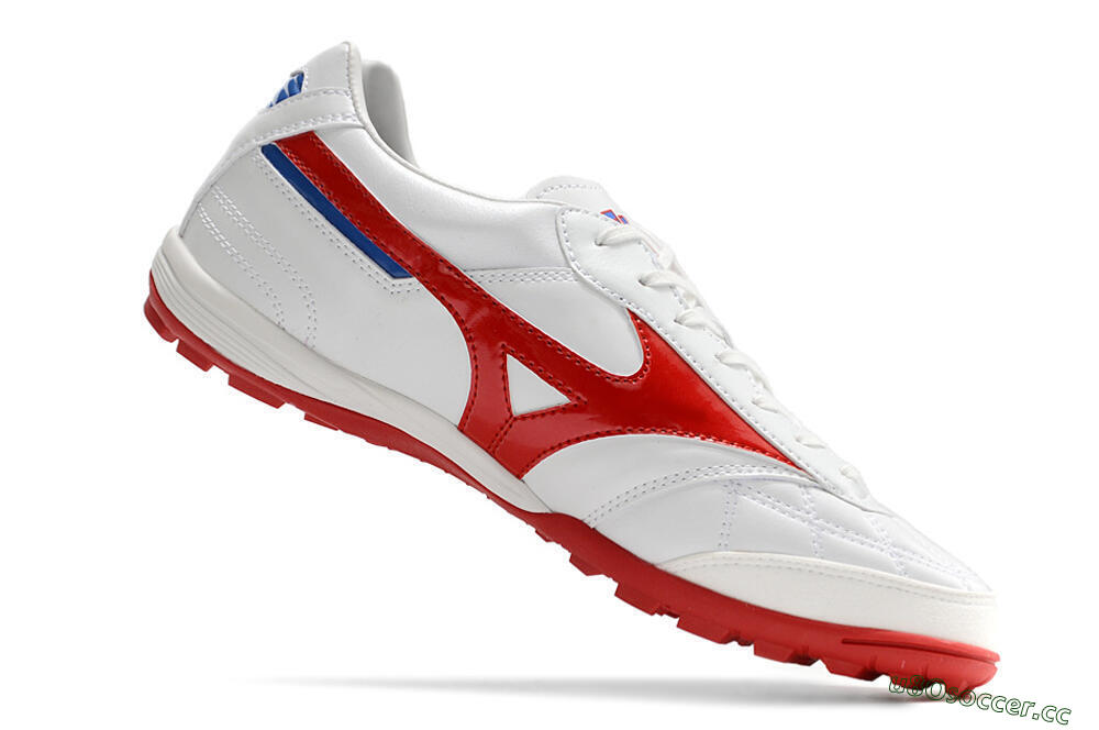 Men's Mizuno Morelia Sala Japn TF Artificial Turf Low-Tops Football Shoes - White/Red 5