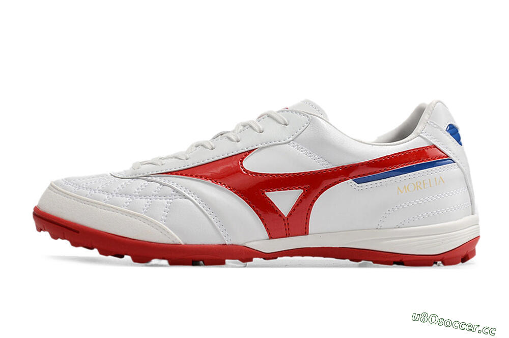 Men's Mizuno Morelia Sala Japn TF Artificial Turf Low-Tops Football Shoes - White/Red 0