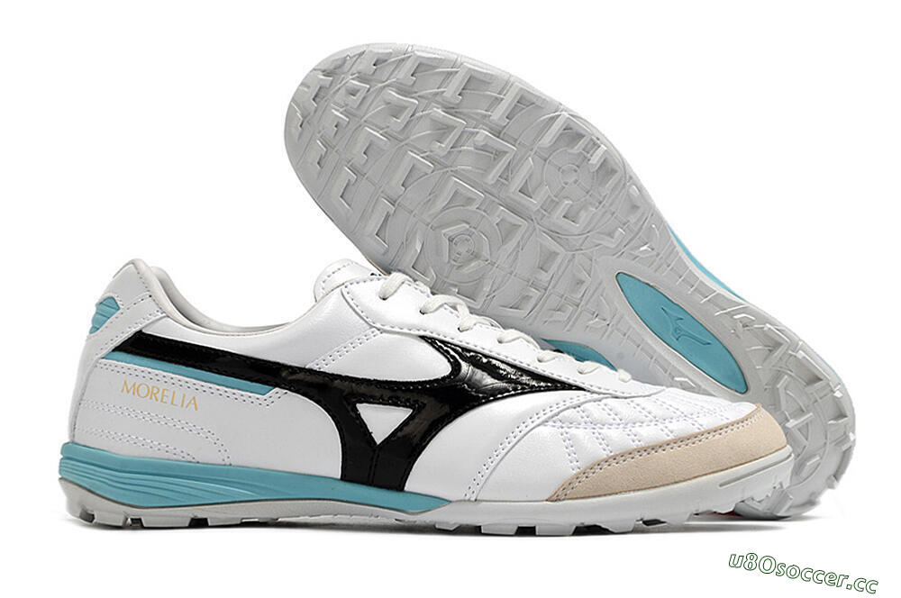 Men's Mizuno Morelia Sala Japn TF Artificial Turf Low-Tops Football Shoes - White/Black/Blue 2