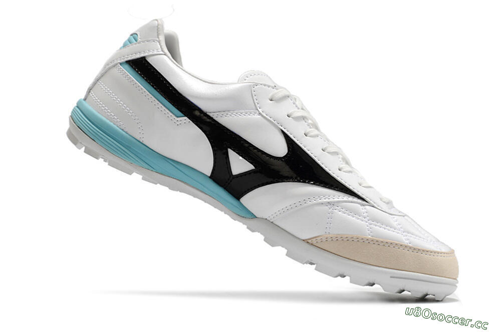 Men's Mizuno Morelia Sala Japn TF Artificial Turf Low-Tops Football Shoes - White/Black/Blue 4