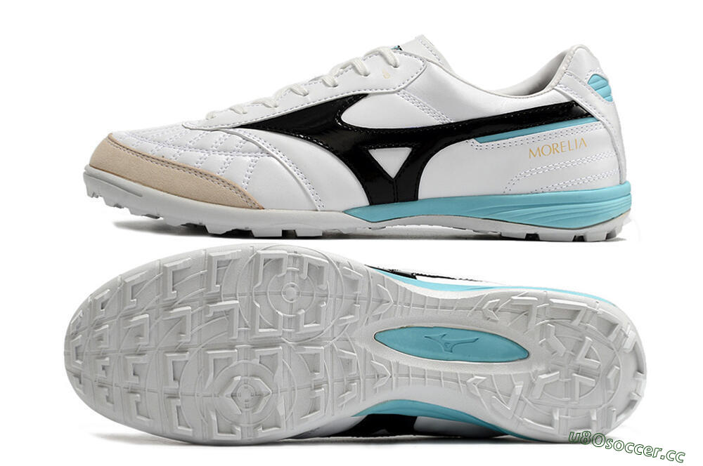 Men's Mizuno Morelia Sala Japn TF Artificial Turf Low-Tops Football Shoes - White/Black/Blue 1