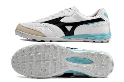 Men's Mizuno Morelia Sala Japn TF Artificial Turf Low-Tops Football Shoes - White/Black/Blue