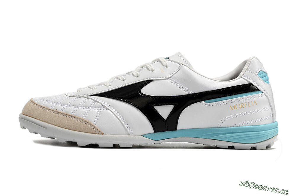 Men's Mizuno Morelia Sala Japn TF Artificial Turf Low-Tops Football Shoes - White/Black/Blue 0