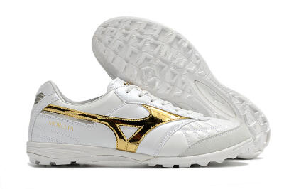 Men's Mizuno Morelia Sala Japn TF Artificial Turf Low-Tops Football Shoes - White/Gold
