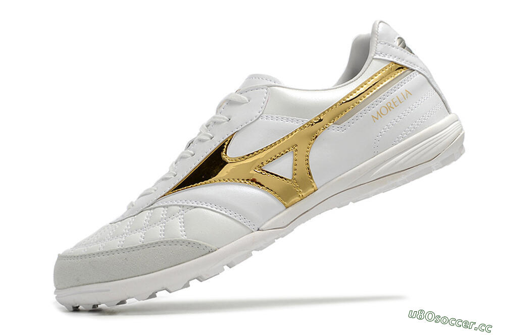 Men's Mizuno Morelia Sala Japn TF Artificial Turf Low-Tops Football Shoes - White/Gold 4