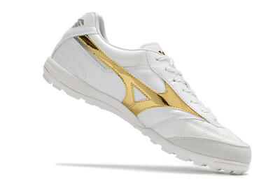 Men's Mizuno Morelia Sala Japn TF Artificial Turf Low-Tops Football Shoes - White/Gold