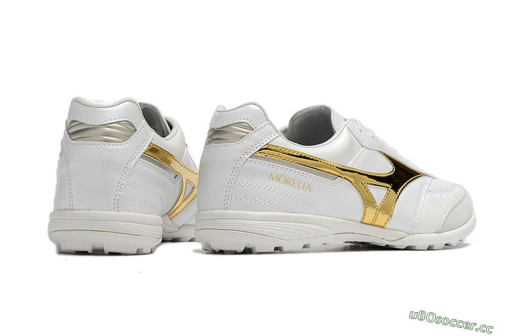Men's Mizuno Morelia Sala Japn TF Artificial Turf Low-Tops Football Shoes - White/Gold 6
