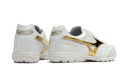 Men's Mizuno Morelia Sala Japn TF Artificial Turf Low-Tops Football Shoes - White/Gold