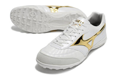 Men's Mizuno Morelia Sala Japn TF Artificial Turf Low-Tops Football Shoes - White/Gold