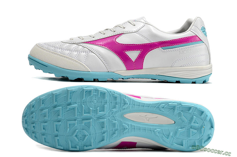 Men's Mizuno Morelia Sala Japn TF Artificial Turf Low-Tops Football Shoes - White/Red/Blue 1