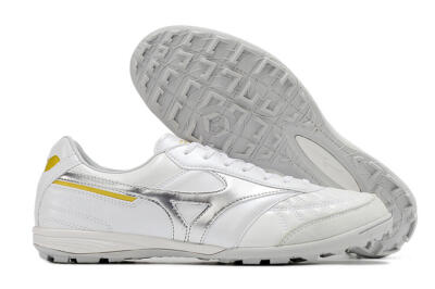 Men's Mizuno Morelia Sala Japan TF Artificial Turf Low-Tops Football Shoes - White/Silver/Yellow