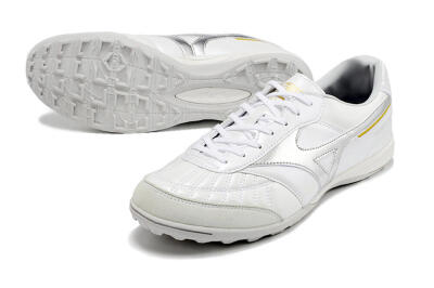 Men's Mizuno Morelia Sala Japan TF Artificial Turf Low-Tops Football Shoes - White/Silver/Yellow