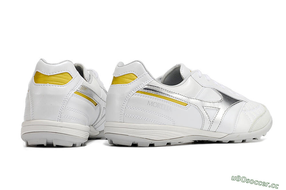 Men's Mizuno Morelia Sala Japan TF Artificial Turf Low-Tops Football Shoes - White/Silver/Yellow 6